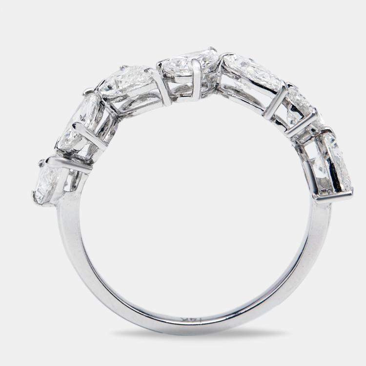 Pre Owned 2.30 cts Pear Lab Grown Diamond 18k White Gold Ring Size 51