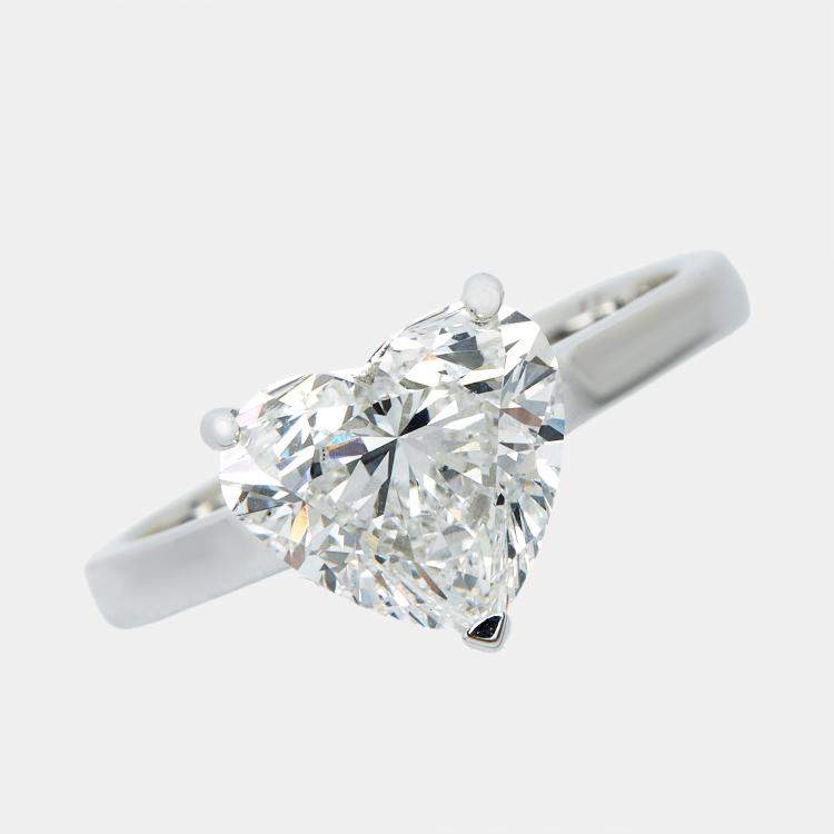 Pre Owned 2.00 cts Heart Lab Grown Diamond 14k White Gold Ring Size 52