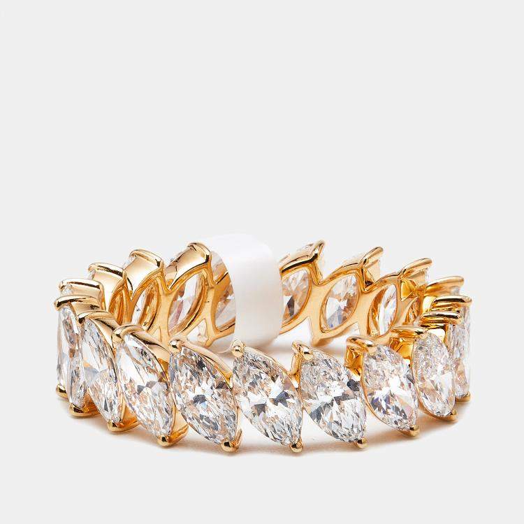 Pre Owned 3.80 cts Marquise Brilliant Lab Grown Diamond 18k Rose Gold Eternity Band Ring Size 53