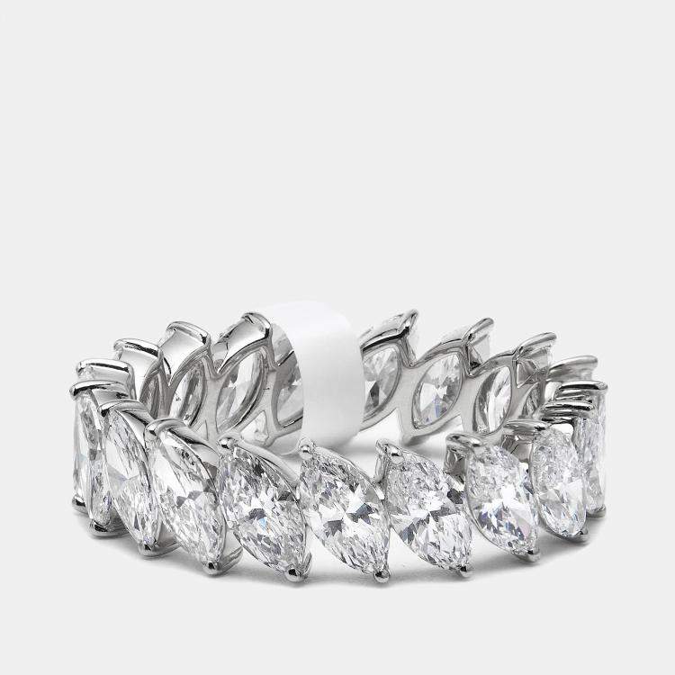 Pre Owned 3.80 cts Marquise Brilliant Lab Grown Diamond 18k White Gold Eternity Band Ring Size 53