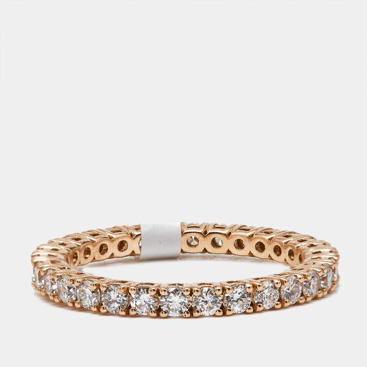 Pre Owned 1.00 cts Round Brilliant Lab Grown Diamond 18k Rose Gold Eternity Band Ring Size 53