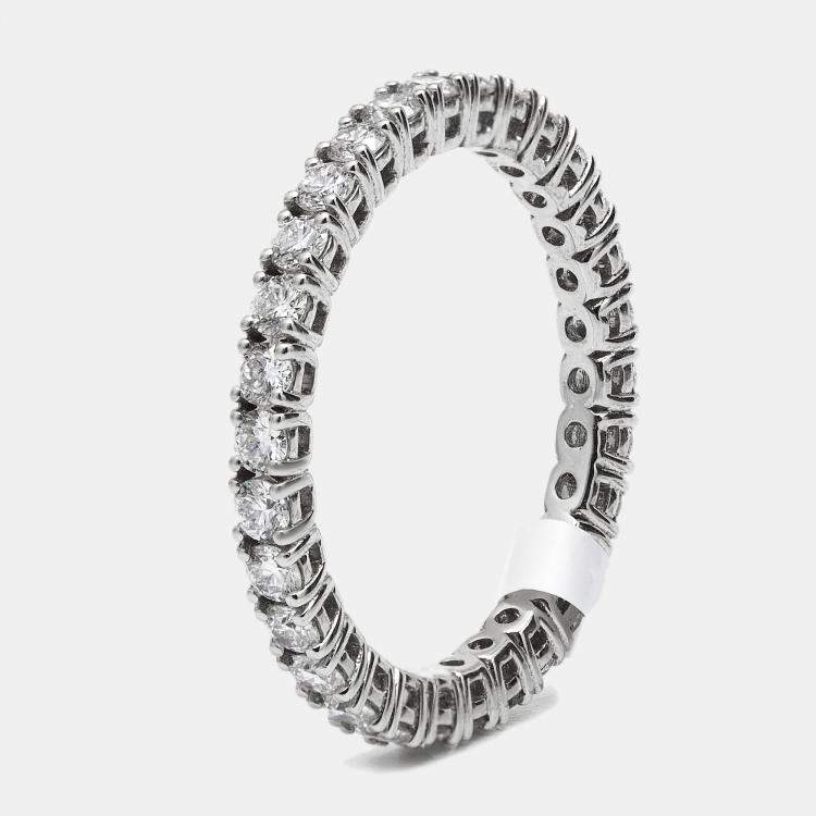 مملوكة مسبقًا 1.00 cts Round Brilliant Lab Grown Diamond 18k White Gold Eternity Band Ring Size 53