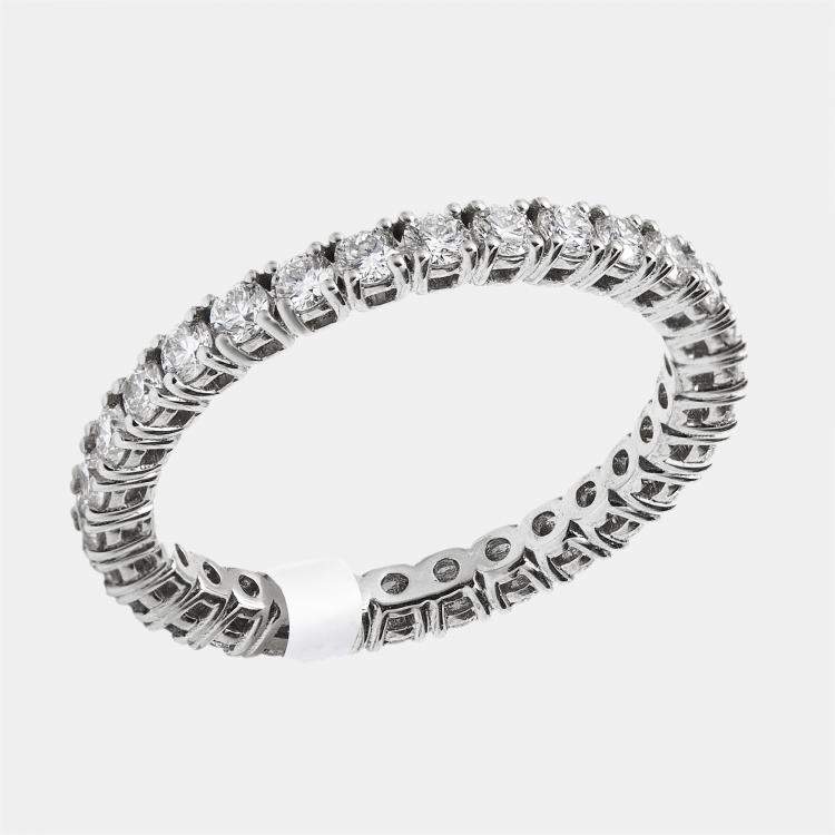 مملوكة مسبقًا 1.00 cts Round Brilliant Lab Grown Diamond 18k White Gold Eternity Band Ring Size 53
