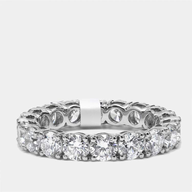 مملوكة مسبقًا 3.60 cts Round Brilliant Lab Grown Diamonds 18k White Gold Eternity Band Ring Size 53