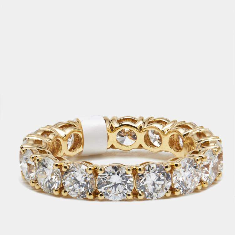 Pre Owned 4.4 cts Round Brilliant Lab Grown Diamonds 18k Yellow Gold Eternity Band Ring Size 53