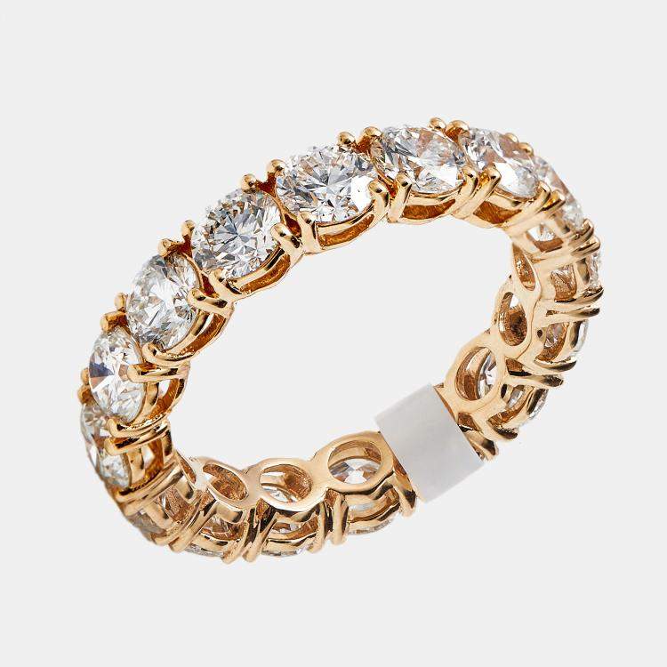 Pre Owned 4.4 cts Round Brilliant Lab Grown Diamonds 18k Rose Gold Eternity Band Ring Size 53