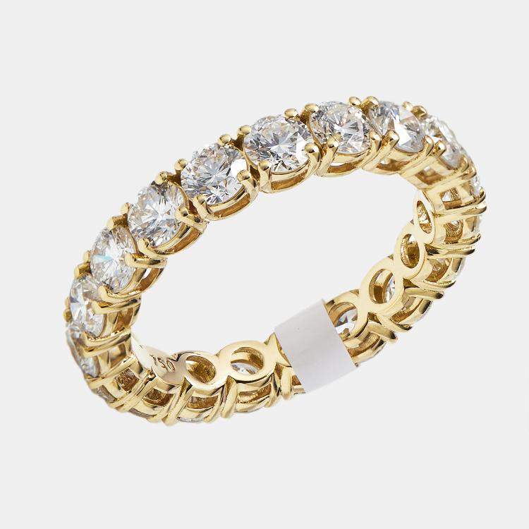 مملوكة مسبقًا 3.00 cts Round Brilliant Lab Grown Diamonds 18k Yellow Gold Eternity Band Ring Size 53