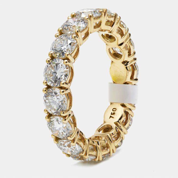 مملوكة مسبقًا 5.00 cts Round Brilliant Lab Grown Diamonds 18k Yellow Gold Eternity Band Ring Size 53