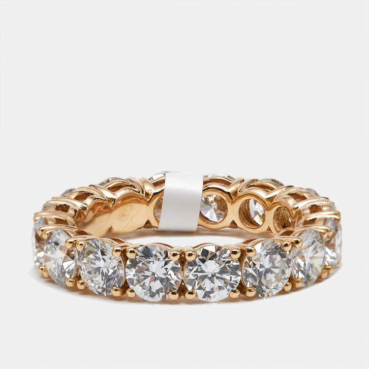 مملوكة مسبقًا 5.00 cts Round Brilliant Lab Grown Diamonds 18k Rose Gold Eternity Band Ring Size 53