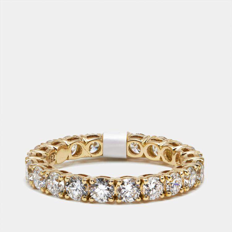 Pre Owned 2.25 cts Round Brilliant Lab Grown Diamonds 18k Yellow Gold Eternity Band Ring Size 53