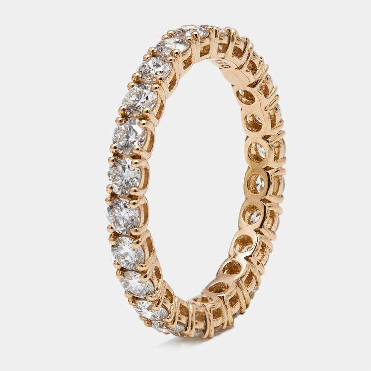 مملوكة مسبقًا 1.25 cts Round Brilliant Lab Grown Diamonds 18k Rose Gold Eternity Band Ring Size 53