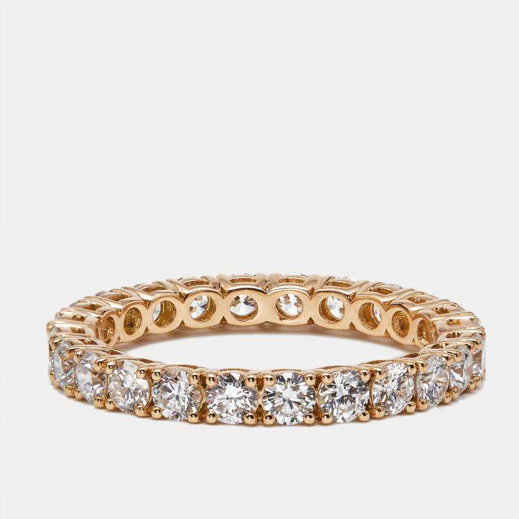 مملوكة مسبقًا 1.25 cts Round Brilliant Lab Grown Diamonds 18k Rose Gold Eternity Band Ring Size 53