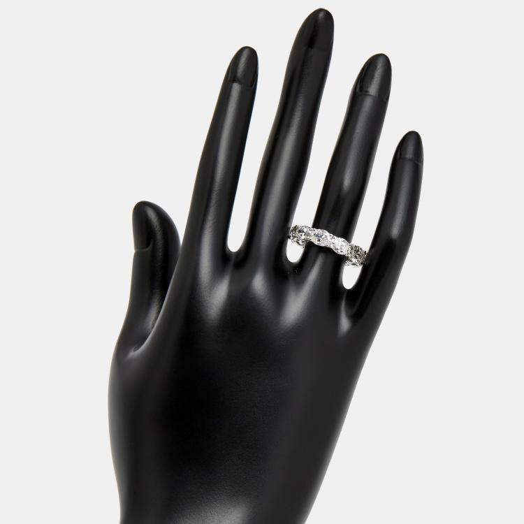 Pre Owned 6 cts Oval Brilliant Lab Grown Diamonds 18k White Gold Eternity Band Ring Size 53
