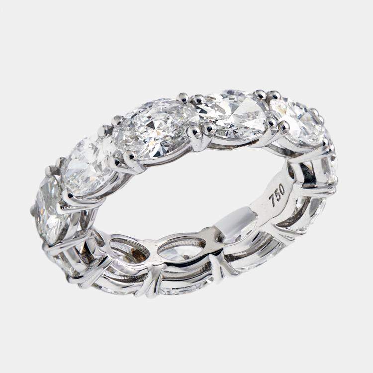 Pre Owned 6 cts Oval Brilliant Lab Grown Diamonds 18k White Gold Eternity Band Ring Size 53