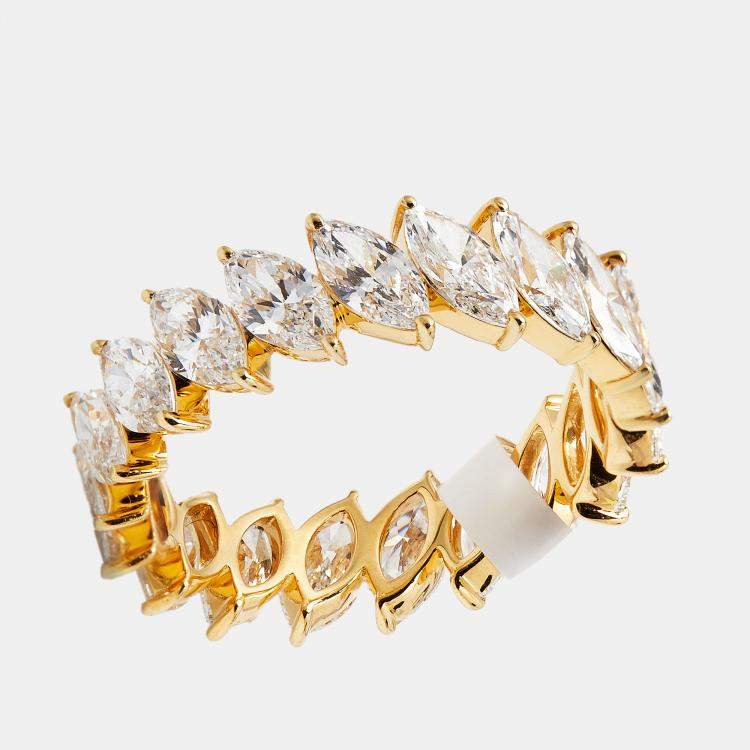 Pre Owned 3.80 cts Marquise Brilliant Lab Grown Diamond 18k Yellow Gold Eternity Band Ring Size 52