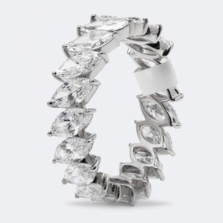 مملوكة مسبقًا 3.80 cts Marquise Brilliant Lab Grown Diamond 18k White Gold Eternity Band Ring Size 52