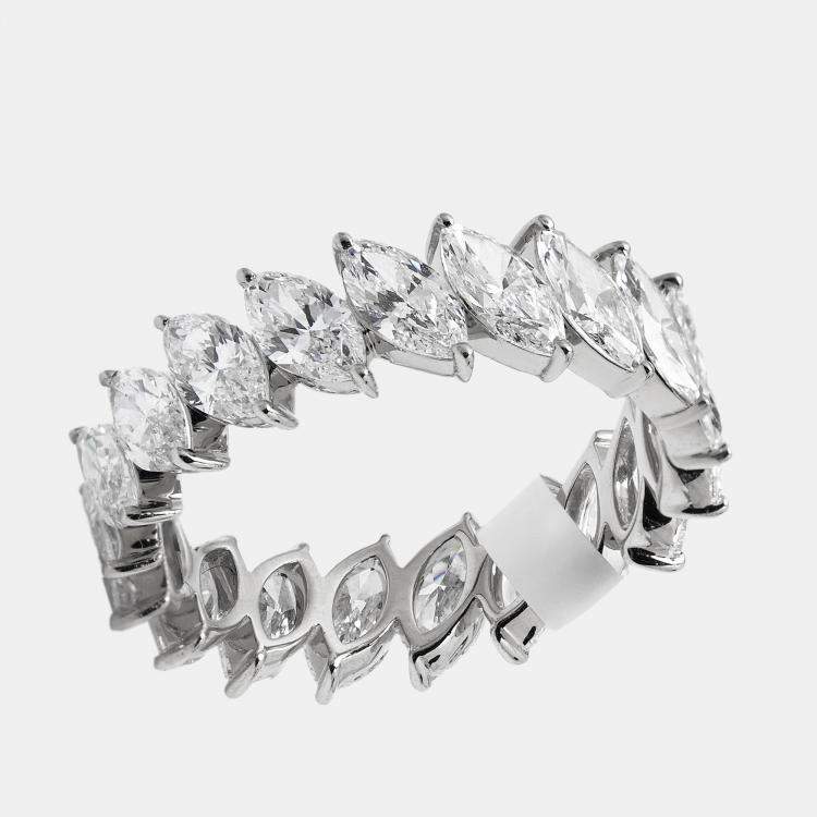 مملوكة مسبقًا 3.80 cts Marquise Brilliant Lab Grown Diamond 18k White Gold Eternity Band Ring Size 52