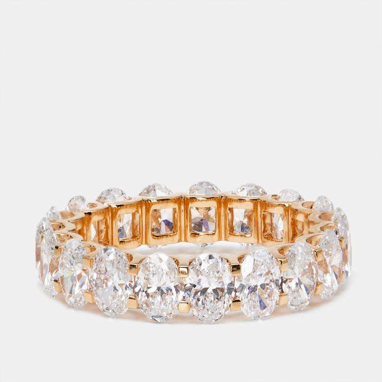 Pre Owned 4.80 cts Oval Brilliant Lab Grown Diamond 18k Rose Gold Eternity Band Ring Size 52