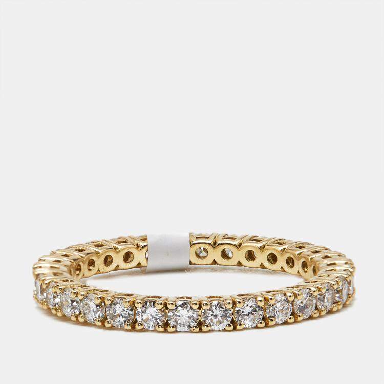 مملوكة مسبقًا 1.00 cts Round Brilliant Lab Grown Diamond 18k Yellow Gold Eternity Band Ring Size 52