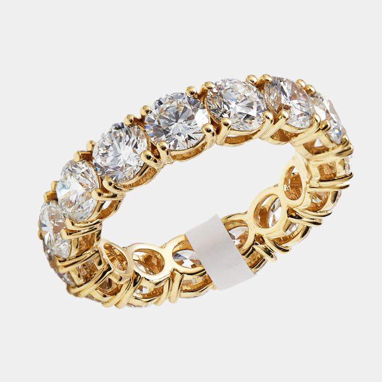 Pre Owned 6 cts Round Brilliant Lab Grown Diamonds 18k Yellow Gold Eternity Band Ring Size 52
