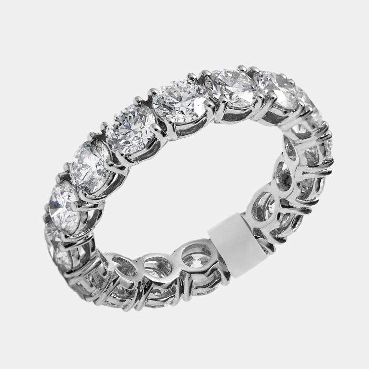 Pre Owned 4.4 cts Round Brilliant Lab Grown Diamonds 18k White Gold Eternity Band Ring Size 52