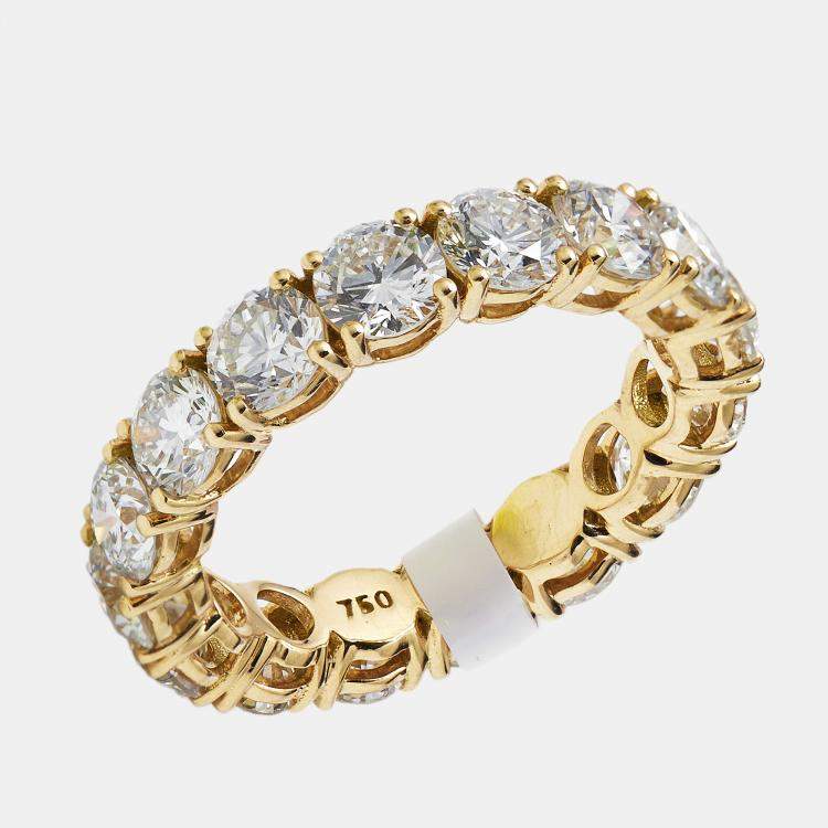 مملوكة مسبقًا 5.00 cts Round Brilliant Lab Grown Diamonds 18k Yellow Gold Eternity Band Ring Size 52