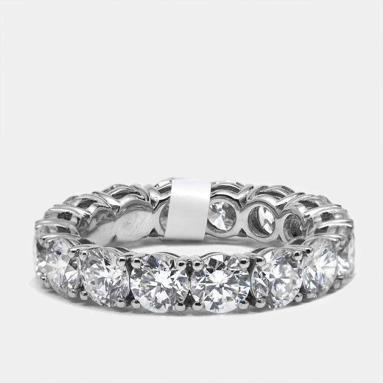 Pre Owned 5.00 cts Round Brilliant Lab Grown Diamonds 18k White Gold Eternity Band Ring Size 52