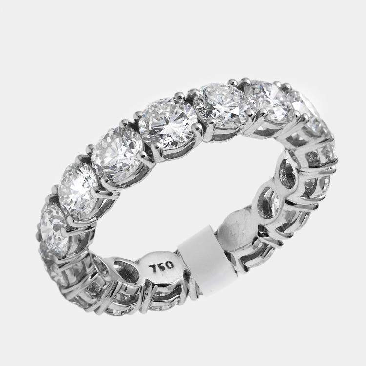 Pre Owned 5.00 cts Round Brilliant Lab Grown Diamonds 18k White Gold Eternity Band Ring Size 52