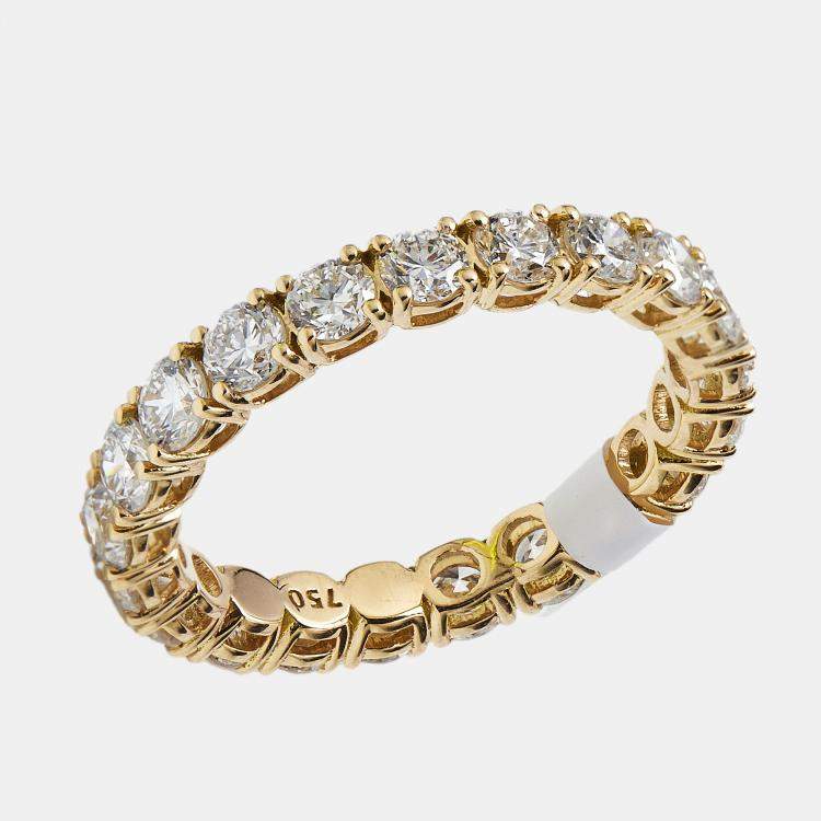 مملوكة مسبقًا 2.25 cts Round Brilliant Lab Grown Diamonds 18k Yellow Gold Eternity Band Ring Size 52