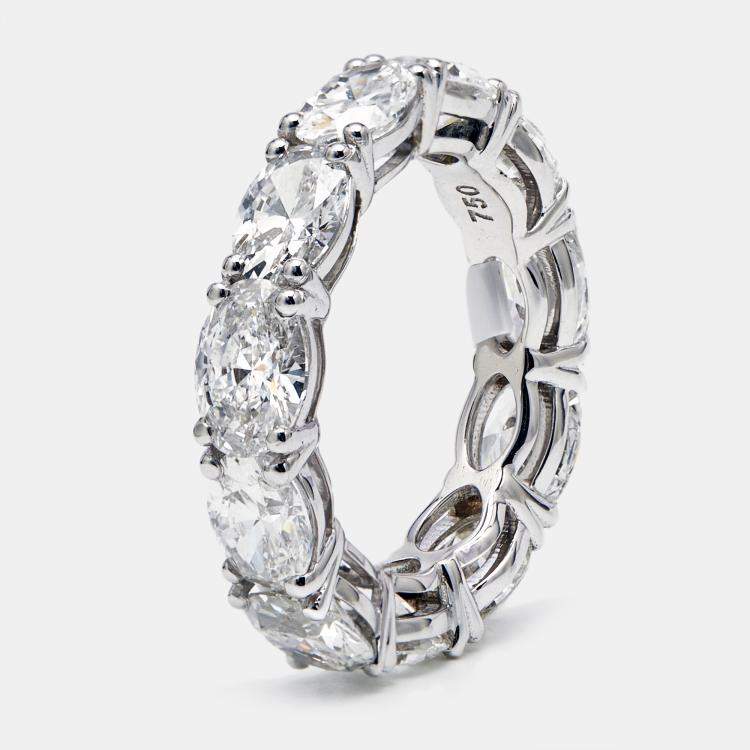 مملوكة مسبقًا 6 cts Oval Brilliant Lab Grown Diamonds 18k White Gold Eternity Band Ring Size 52