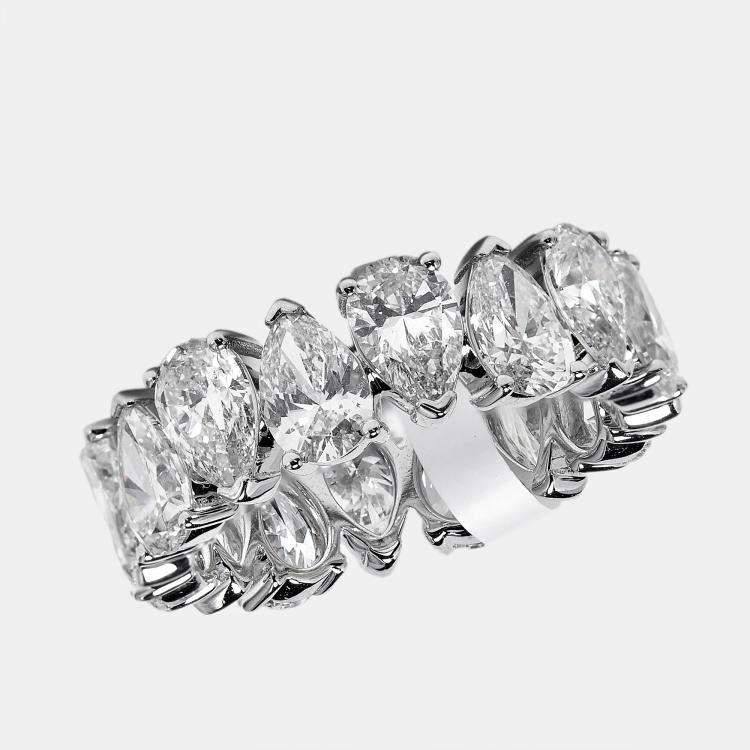 Pre Owned 5.8 cts Pear Brilliant Lab Grown Diamonds 18k White Gold Eternity Band Ring Size 52