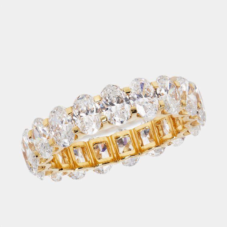 Pre Owned 4.80 cts Oval Brilliant Lab Grown Diamond 18k Yellow Gold Eternity Band Ring Size 54