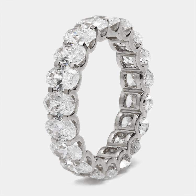 Pre Owned 4.80 cts Oval Brilliant Lab Grown Diamond 18k White Gold Eternity Band Ring Size 54