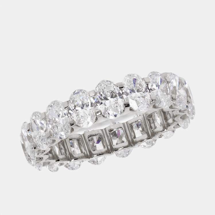 Pre Owned 4.80 cts Oval Brilliant Lab Grown Diamond 18k White Gold Eternity Band Ring Size 54