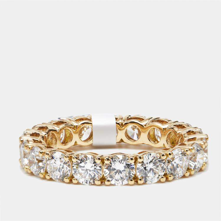 مملوكة مسبقًا 3.60 cts Round Brilliant Lab Grown Diamonds 18k Yellow Gold Eternity Band Ring Size 54