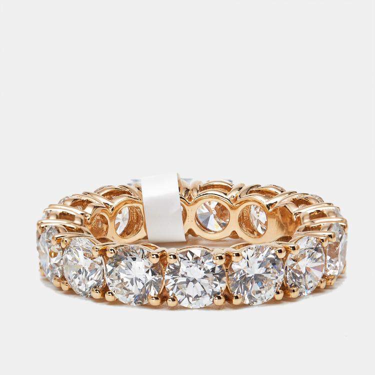 Pre Owned 6 cts Round Brilliant Lab Grown Diamonds 18k Rose Gold Eternity Band Ring Size 54
