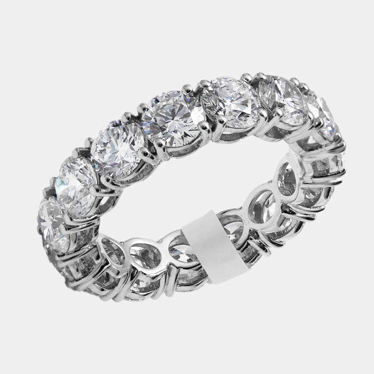 مملوكة مسبقًا 6 cts Round Brilliant Lab Grown Diamonds 18k White Gold Eternity Band Ring Size 54