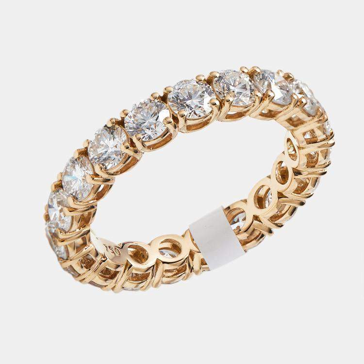 Pre Owned 3.00 cts Round Brilliant Lab Grown Diamonds 18k Rose Gold Eternity Band Ring Size 54