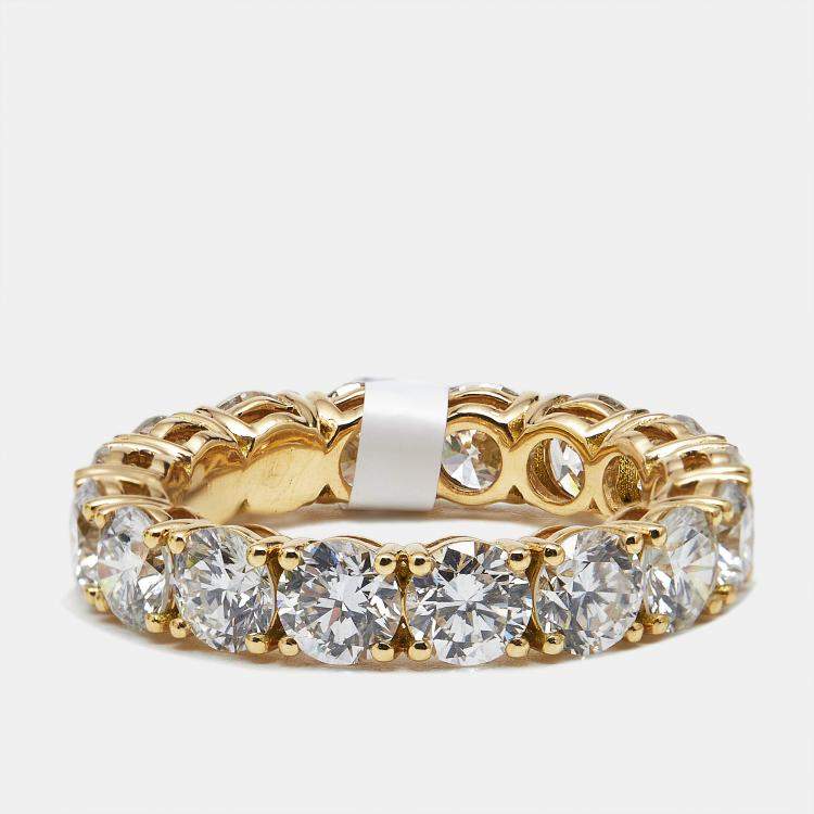 Pre Owned 5.00 cts Round Brilliant Lab Grown Diamonds 18k Yellow Gold Eternity Band Ring Size 54