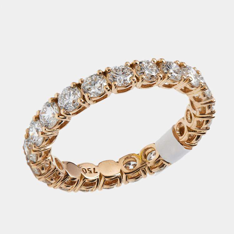 مملوكة مسبقًا 2.25 cts Round Brilliant Lab Grown Diamonds 18k Rose Gold Eternity Band Ring Size 54