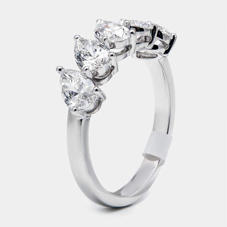 مملوكة مسبقًا 1.7 cts Pear Brilliant Lab Grown Diamonds 18k White Gold Ring Size 54