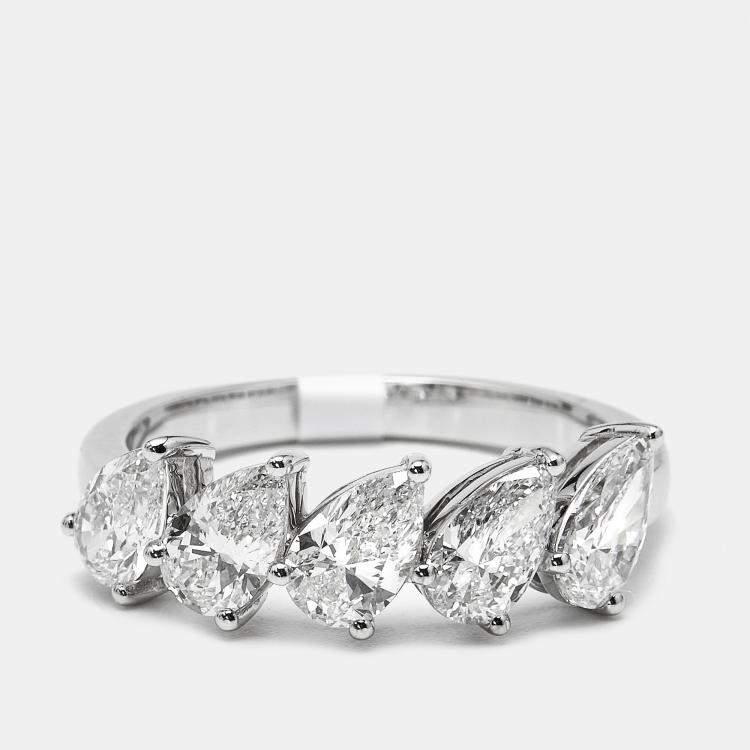 مملوكة مسبقًا 1.7 cts Pear Brilliant Lab Grown Diamonds 18k White Gold Ring Size 54