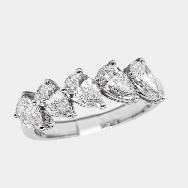 مملوكة مسبقًا 1.7 cts Pear Brilliant Lab Grown Diamonds 18k White Gold Ring Size 54