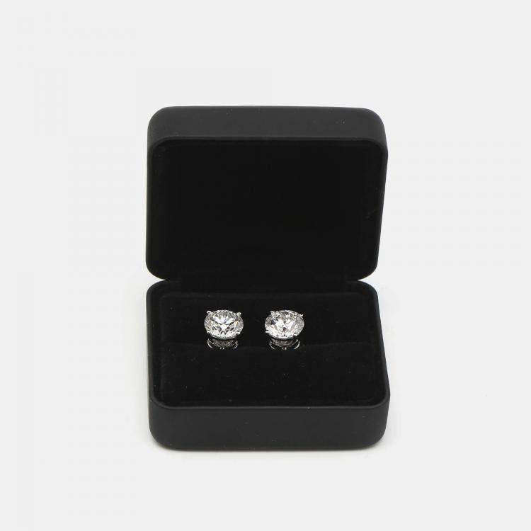 Pre Owned 8.00 cts Round Brilliant Cut 18k White Gold Lab Grown Diamonds Solitaire Stud Earrings