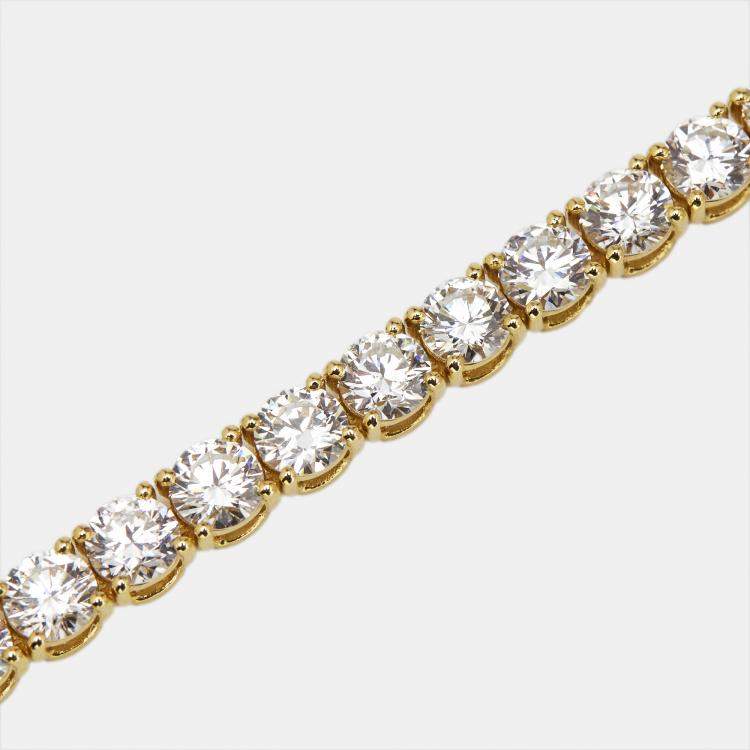 Pre Owned 7.30 cts Round Brilliant Lab Grown Diamonds 18k Yellow Gold Tennis Bracelet