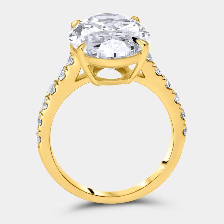 Pre Owned 8.5 cts Oval and Round Lab Grown Diamond 18k Yellow Gold Ring Size 51