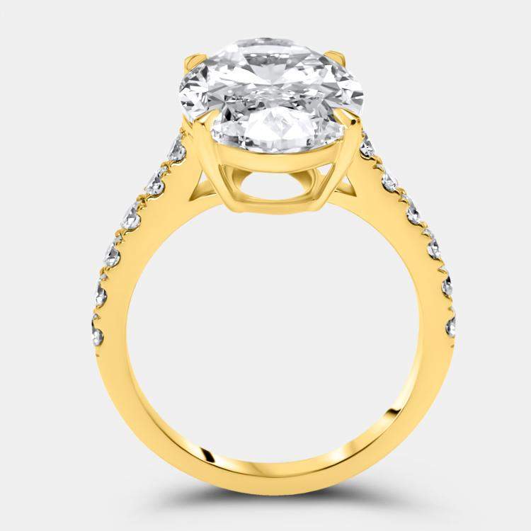 Pre Owned 7.49 cts Oval Brilliant and Round Lab Grown Diamond 18k Yellow Gold Ring Size 51