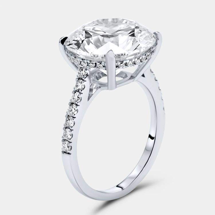 Pre Owned 8.47 cts Round Brilliant Lab Grown Diamond 18k White Gold Ring Size 51