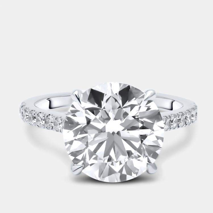 Pre Owned 5.3 cts Round Lab Grown Diamond 18k White Gold Ring Size 51