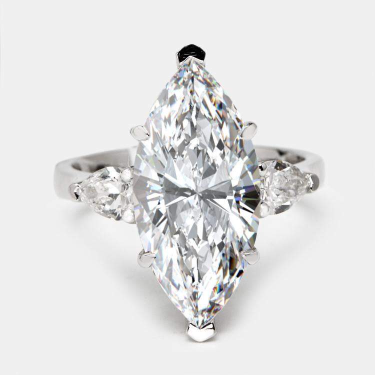 Pre Owned 5.5 cts Marquise and Pear Lab Grown Diamonds 18k White Gold Ring Size 51